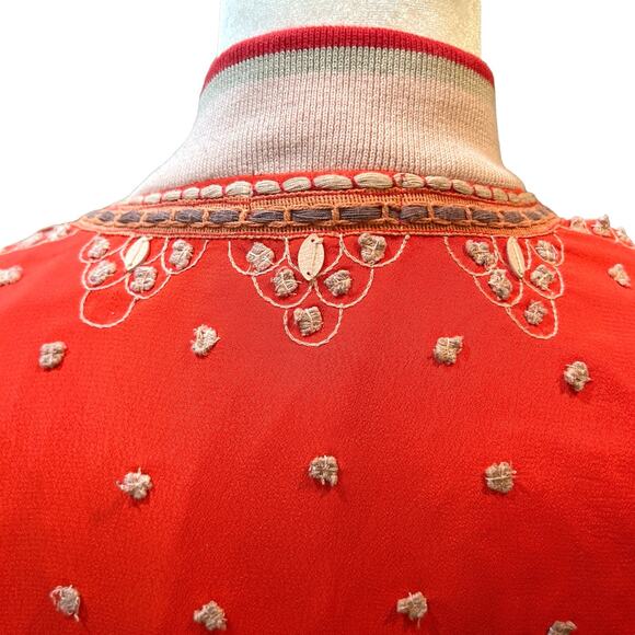 Anthropologie Conditions Apply Arabella Jacket Size XS Red Embroidered Bomber - Picture 6 of 16